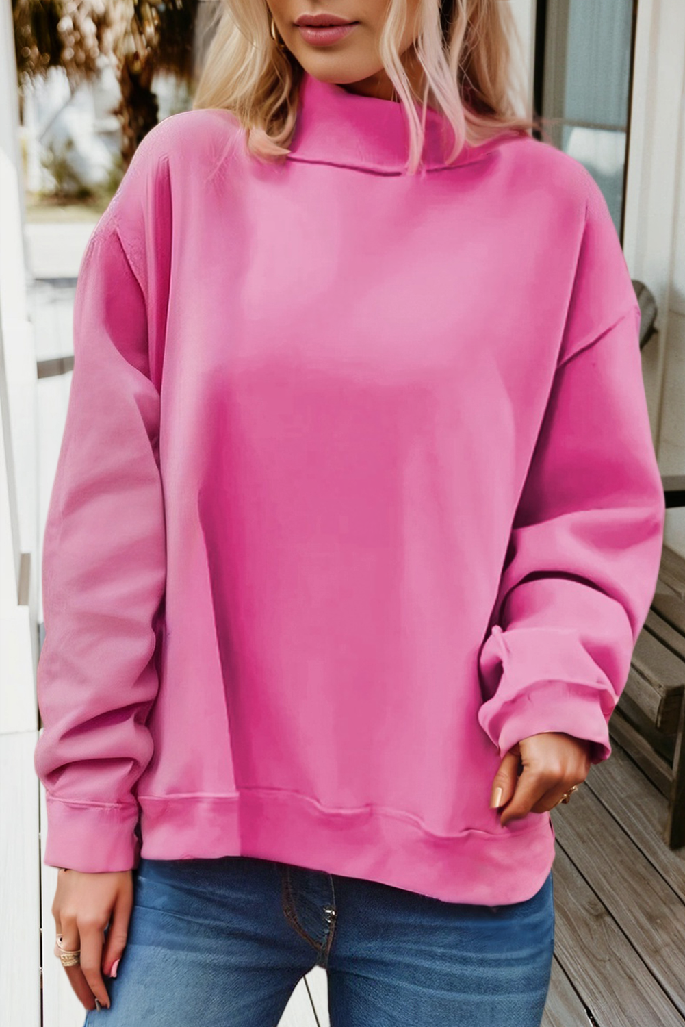 66 Game Day Reversible Mock Neck Sweatshirt (S-4X): Black / Missy / M