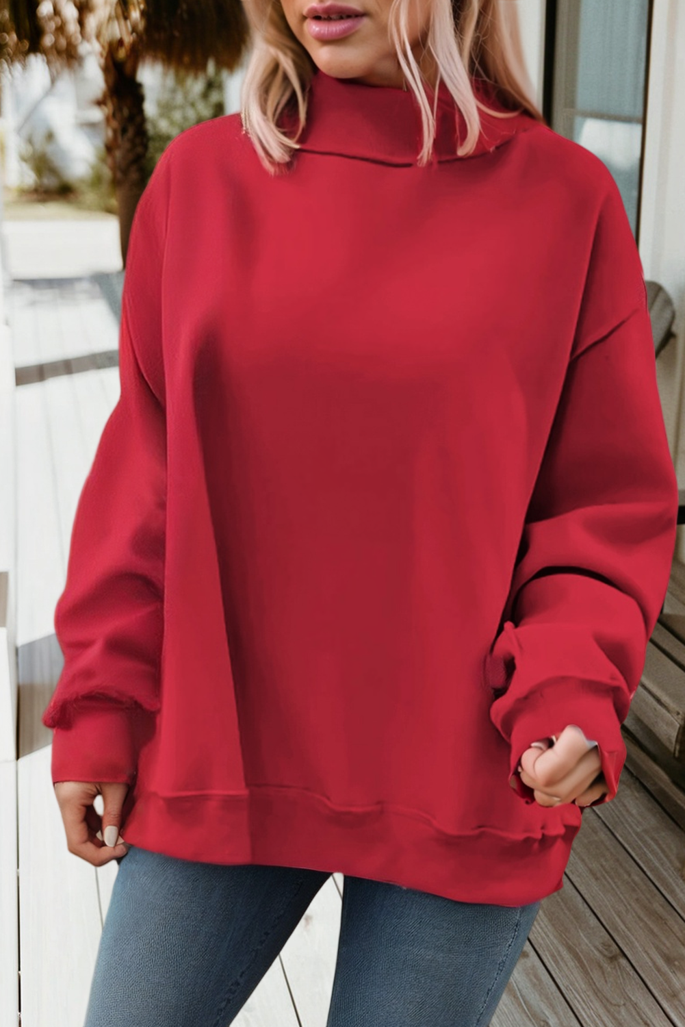 66 Game Day Reversible Mock Neck Sweatshirt (S-4X): Black / Missy / M