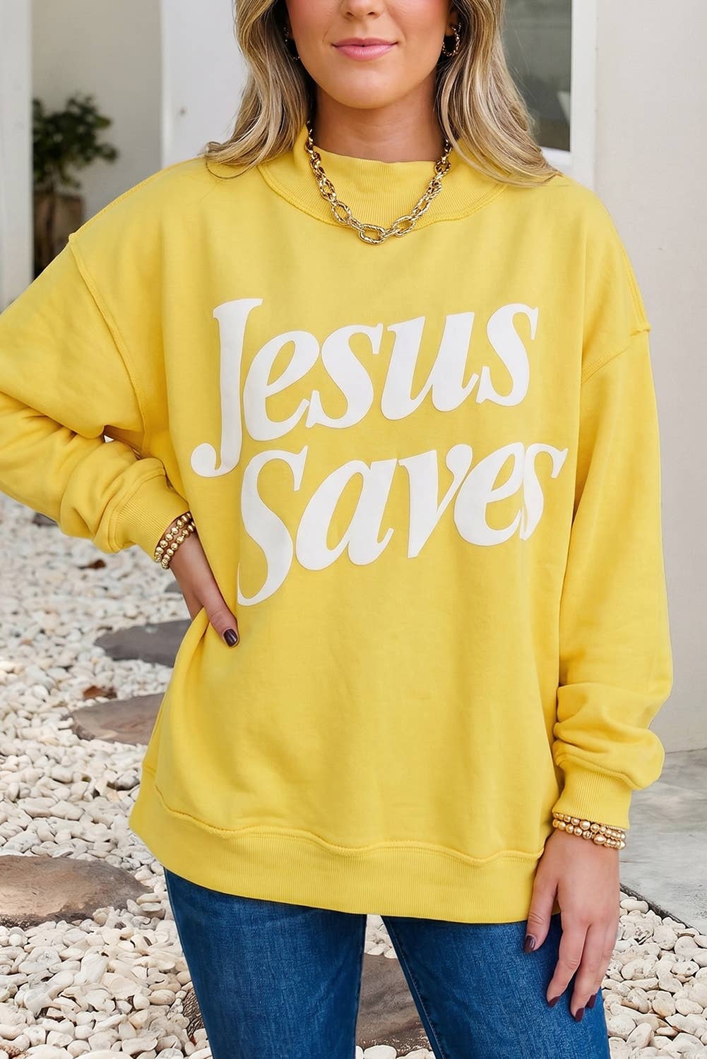 LDC Mock Neck Long Sleeve Regular Fit Casual Sweatshirt: Mist Blue / L