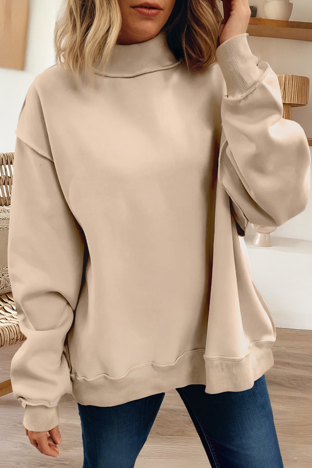 66 Game Day Reversible Mock Neck Sweatshirt (S-4X): Black / Missy / 2XL