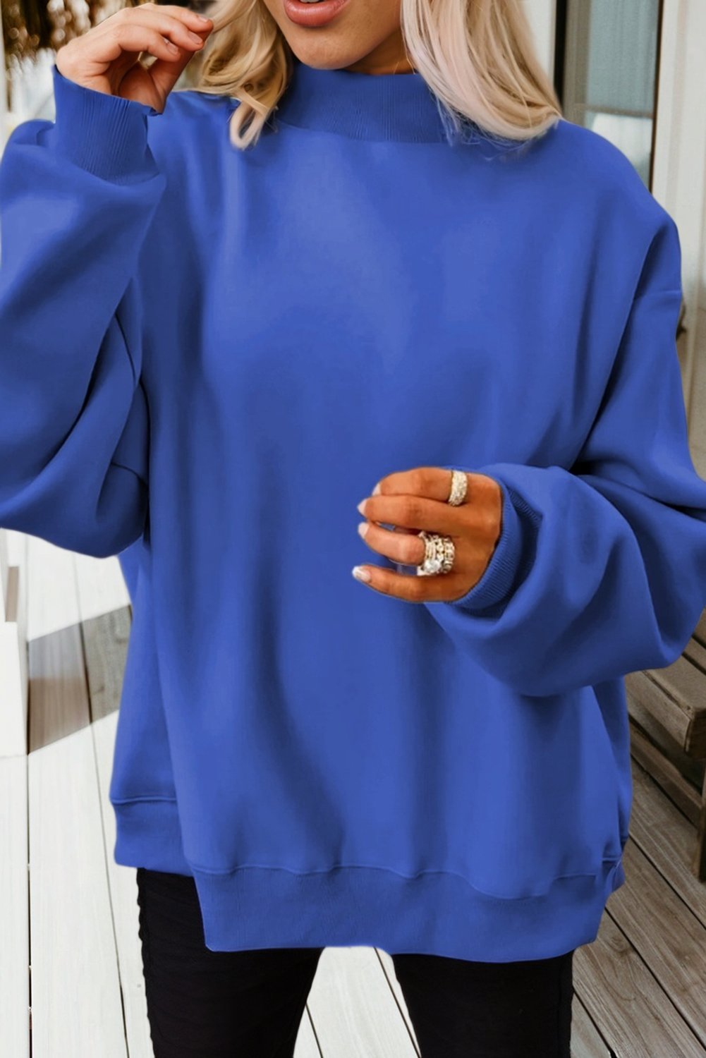 66 Game Day Reversible Mock Neck Sweatshirt (S-4X): Black / Missy / M