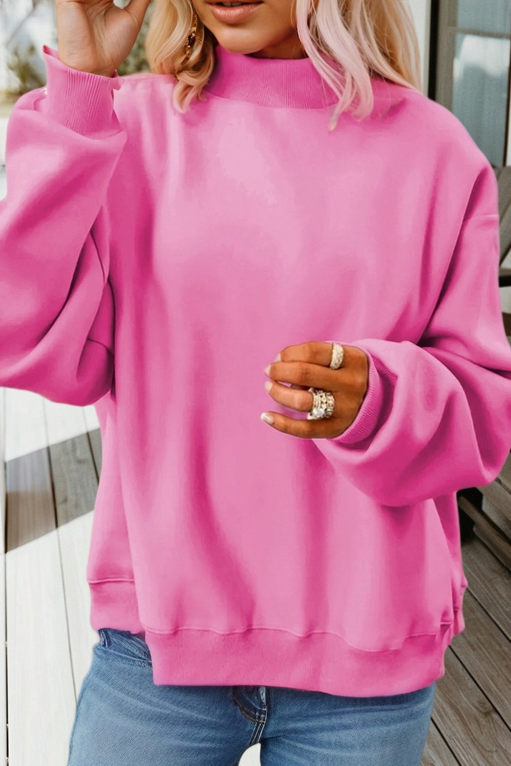 66 Game Day Reversible Mock Neck Sweatshirt (S-4X): Black / Missy / M