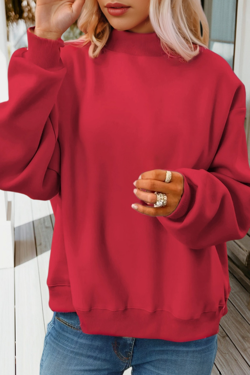 66 Game Day Reversible Mock Neck Sweatshirt (S-4X): Black / Missy / S