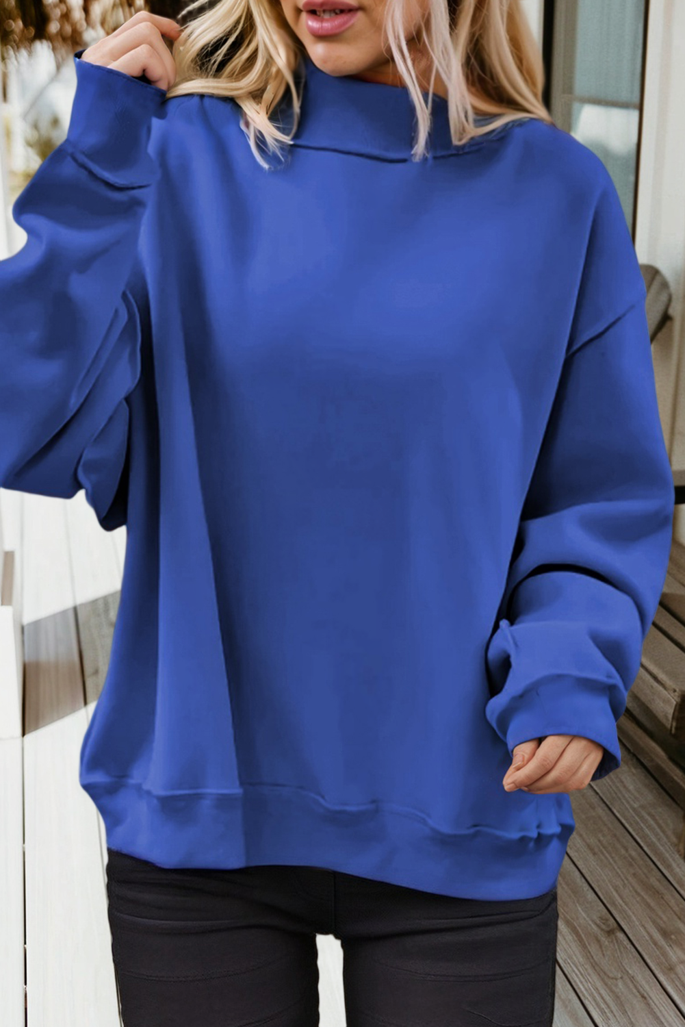 66 Game Day Reversible Mock Neck Sweatshirt (S-4X): Black / Missy / XL